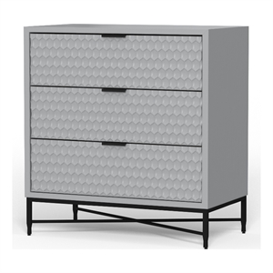 Pemberly Row Modern 3 Drawer Small Chest in Light Slate Gray