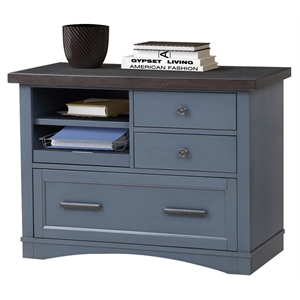 Pemberly Row Wood Functional File with Power Center in Denim
