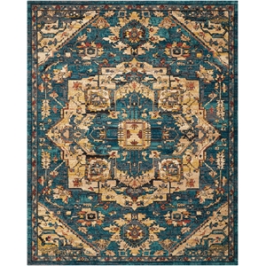 Pemberly Row Modern 96&quot x 126&quot Fabric Indoor Rug in Teal Blue