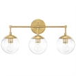Pemberly Row Modern Glass Vanity Light in Satin Gold 3-Light