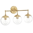 Pemberly Row Modern Glass Vanity Light in Satin Gold 3-Light