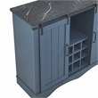 Pemberly Row Navy Buffet Bar Cabinet Barn Door w/ Marbling Pattern Countertop