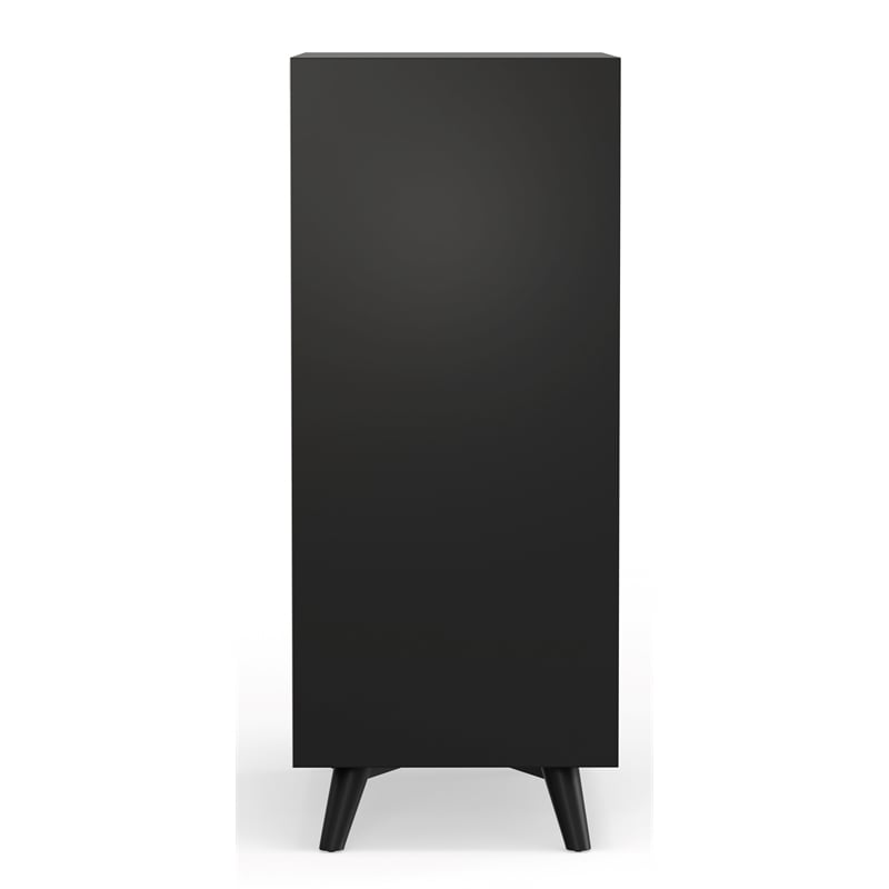 Pemberly Row Modern Large Bar Cabinet With Drop Down Tray in Black