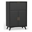 Pemberly Row Modern Large Bar Cabinet With Drop Down Tray in Black