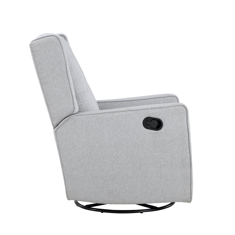 Pemberly Row Wood Fabric Tufted Gliding Swivel Recliner in Brushed Tweed