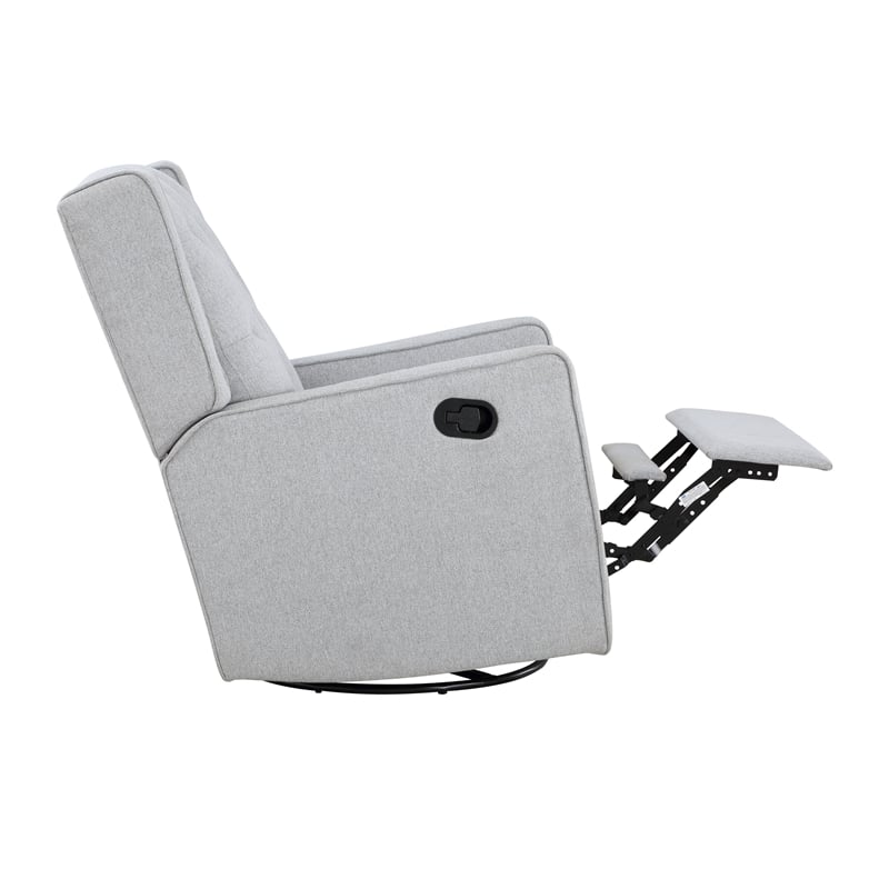 Pemberly Row Wood Fabric Tufted Gliding Swivel Recliner in Brushed Tweed