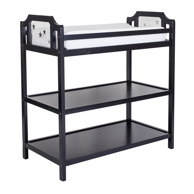 Pemberly Row Contemporary Wood Changing Table in Black Finish