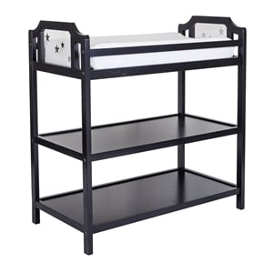 Pemberly Row Contemporary Wood Changing Table in Black Finish