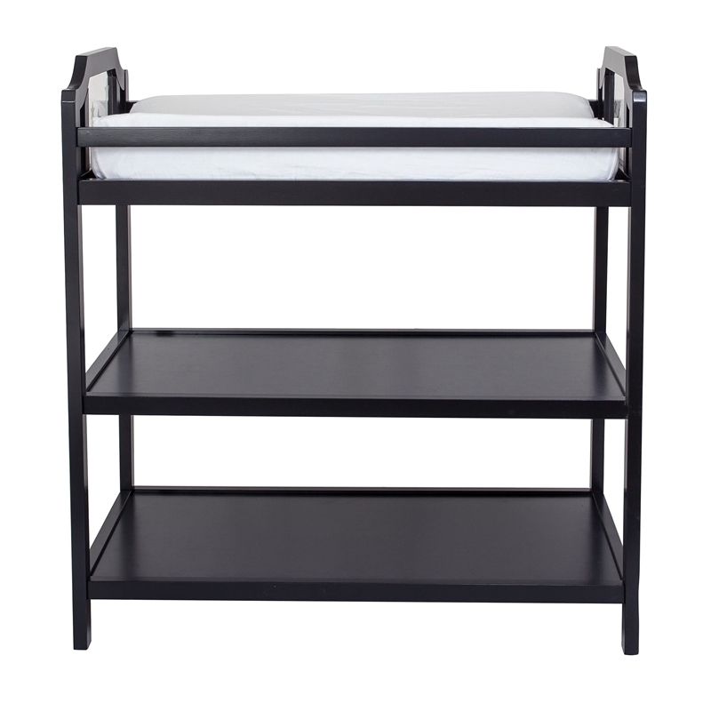 Pemberly Row Contemporary Wood Changing Table in Black Finish