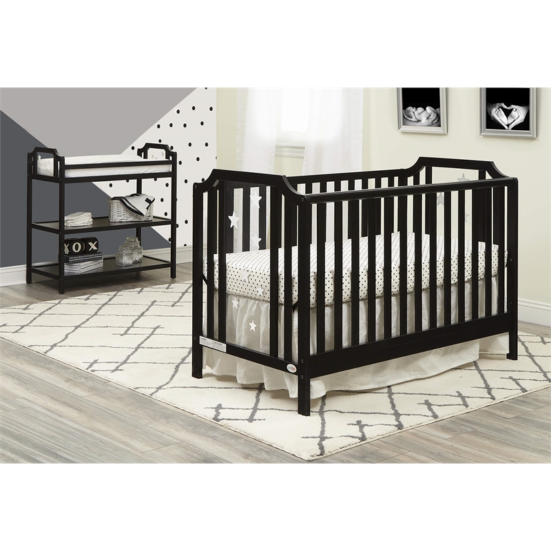 Pemberly Row Contemporary Wood Changing Table in Black Finish