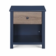 Pemberly Row Wood Nightstand in Midnight Blue and Vintage Walnut