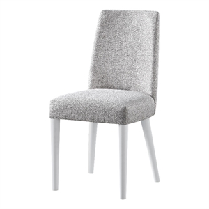 Pemberly Row Traditional Wood and Fabric Chair in White and Gray