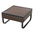 Pemberly Row Modern U-Leg Rattan Outdoor Side Table in Brown/Black