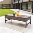 Pemberly Row Right Angle Metal Outdoor Coffee Table in Brown/Black