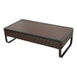 Pemberly Row U-Leg Wicker/Rattan Outdoor Coffee Table in Brown/Black