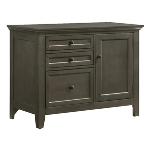 Pemberly Row Home Office 41&quot Transitional Wood Credenza in Gray