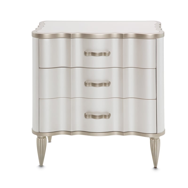 Pemberly Row Contemporary 3-Drawer Nightstand - Creamy Pearl