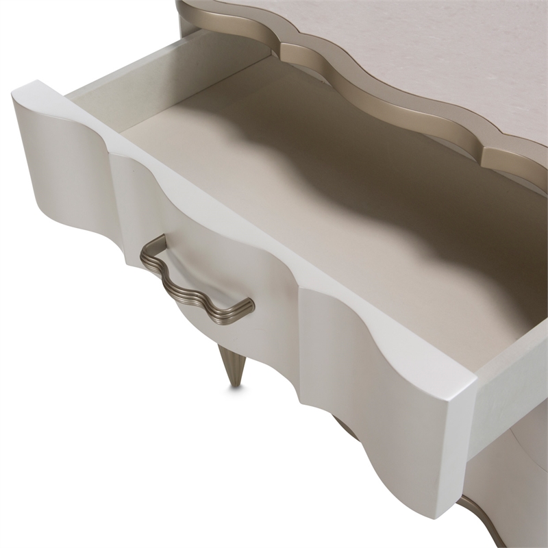 Pemberly Row Contemporary 3-Drawer Nightstand - Creamy Pearl