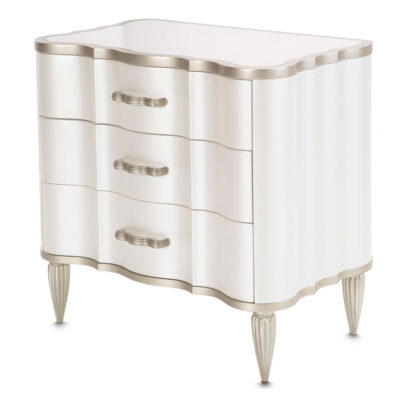 Pemberly Row Contemporary 3-Drawer Nightstand - Creamy Pearl