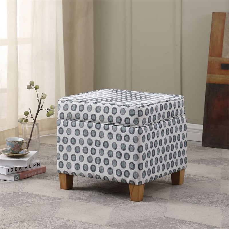 Pemberly Row Square Transitional Fabric Storage Ottoman in Multi-Color