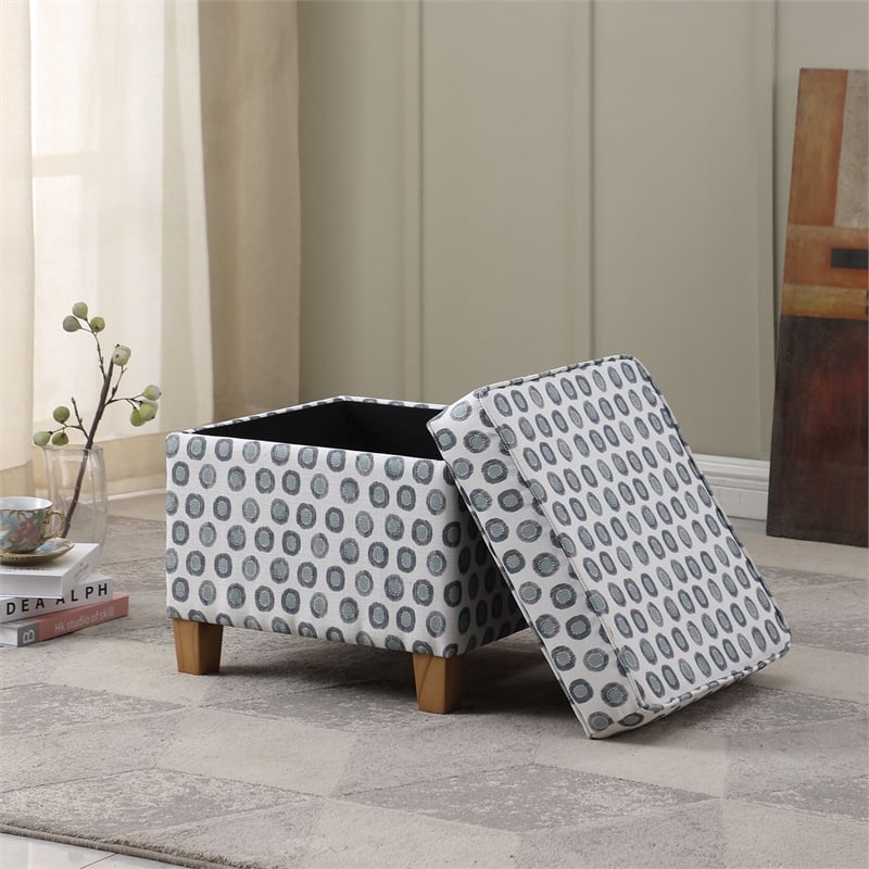 Pemberly Row Square Transitional Fabric Storage Ottoman in Multi-Color