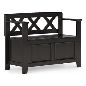 Pemberly Row Wood 36&quot WD Transitional Entryway Storage Bench - Hickory Brown