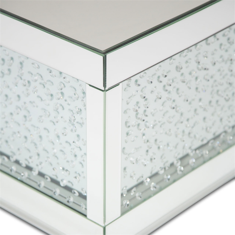 Pemberly Row Modern Rectangular Cocktail Table With Crystals