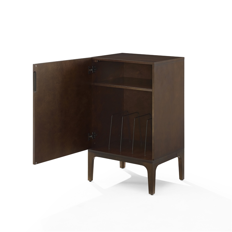 Pemberly Row Contemporary Wood Record Storage Stand in Dark Brown