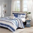 Pemberly Row 6 Piece Printed Quilt Set with Throw Pillows in Blue