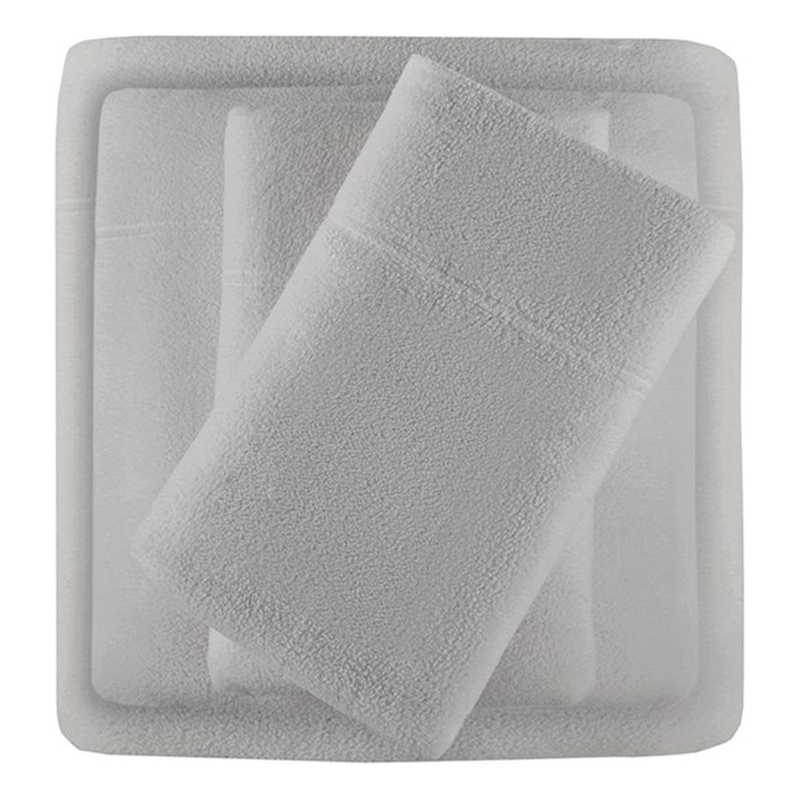 Pemberly Row Modern / Contemporary Micro Fleece Sheet Set in Gray