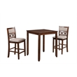 Pemberly Row Solid Wood Counter Table with 2 Chairs in Cherry Brown