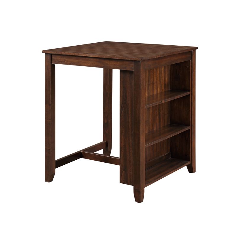 Pemberly Row Solid Wood Counter Table with 2 Chairs in Cherry Brown