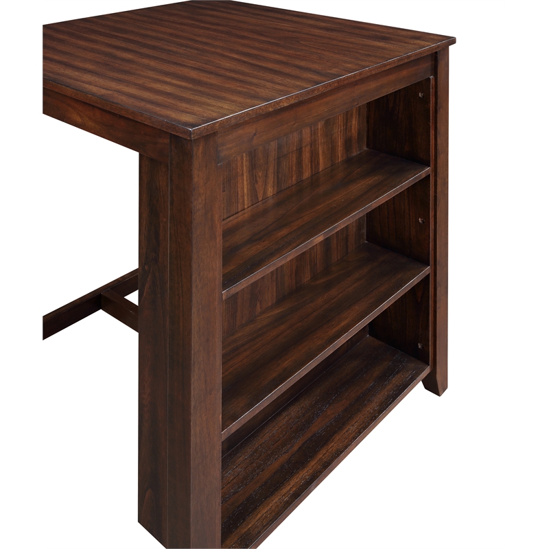 Pemberly Row Solid Wood Counter Table with 2 Chairs in Cherry Brown