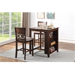Pemberly Row Solid Wood Counter Table with 2 Chairs in Cherry Brown