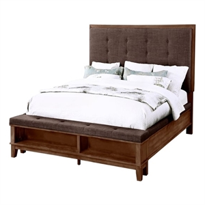 Pemberly Row Modern / Contemporary Solid Wood Queen Bed in Brown