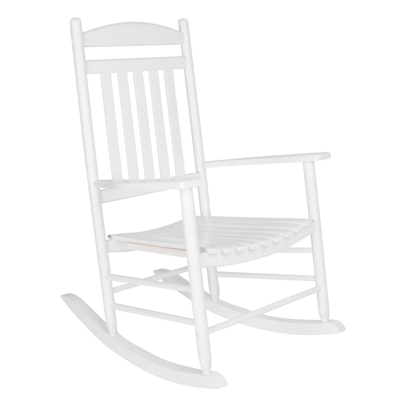 Pemberly Row Traditional Hardwood Indoor/Outdoor Porch Rocker in White