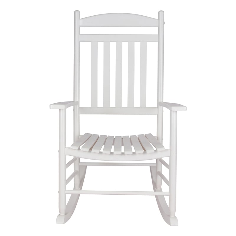 Pemberly Row Traditional Hardwood Indoor/Outdoor Porch Rocker in White
