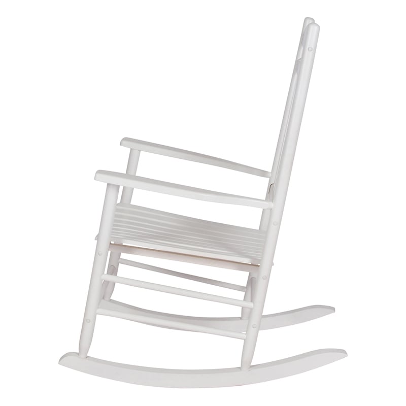 Pemberly Row Traditional Hardwood Indoor/Outdoor Porch Rocker in White