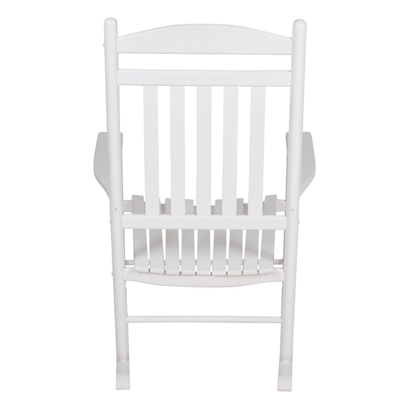 Pemberly Row Traditional Hardwood Indoor/Outdoor Porch Rocker in White