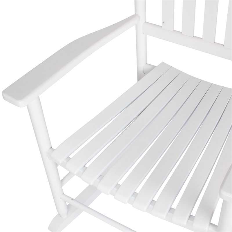 Pemberly Row Traditional Hardwood Indoor/Outdoor Porch Rocker in White