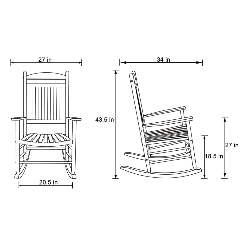Pemberly Row Traditional Hardwood Indoor/Outdoor Porch Rocker in White