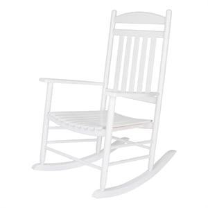 Pemberly Row Traditional Hardwood Indoor/Outdoor Porch Rocker in White