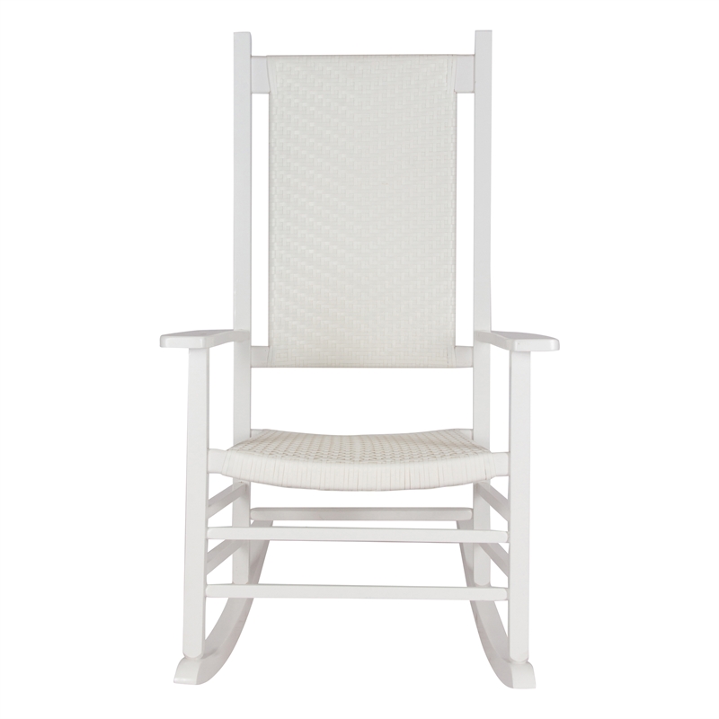 Pemberly Row Traditional Hardwood Patio Porch Rocker in White