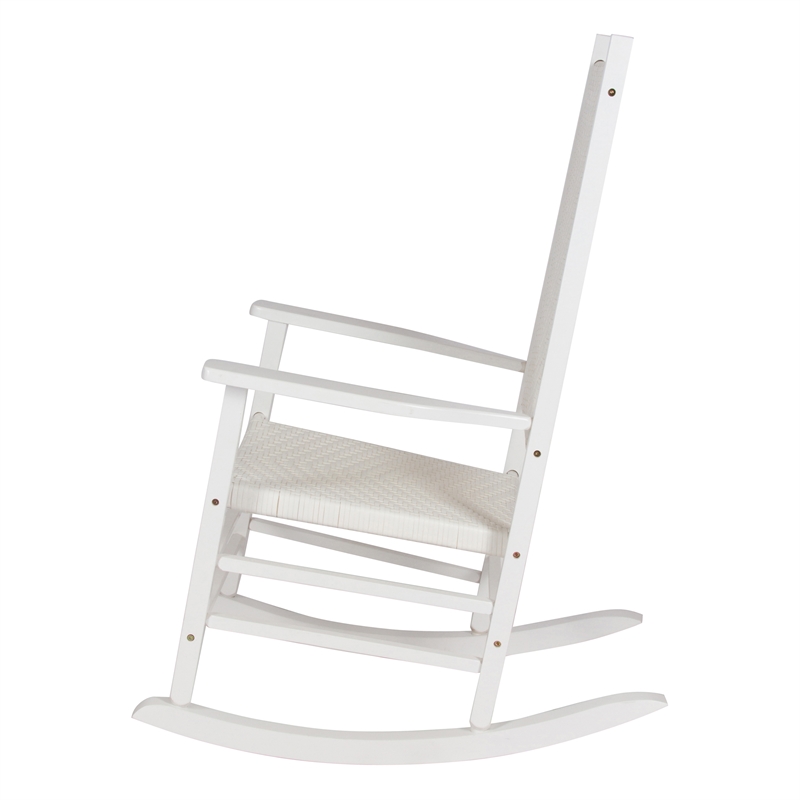 Pemberly Row Traditional Hardwood Patio Porch Rocker in White