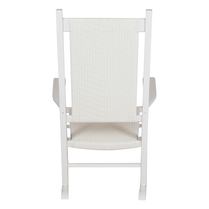 Pemberly Row Traditional Hardwood Patio Porch Rocker in White