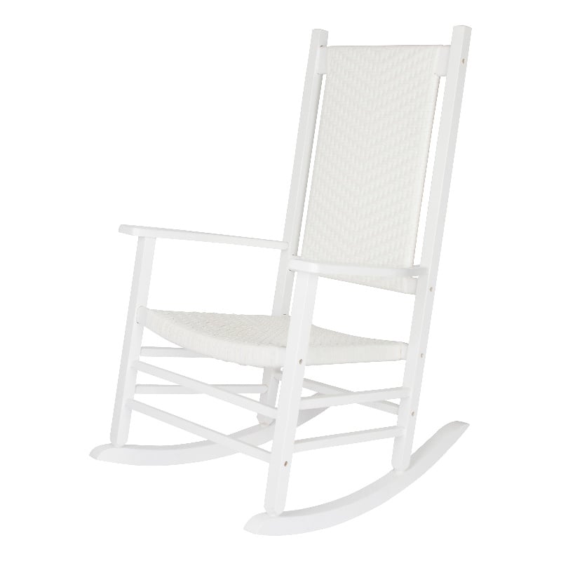 Pemberly Row Traditional Hardwood Patio Porch Rocker in White