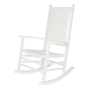 Pemberly Row Traditional Hardwood Patio Porch Rocker in White