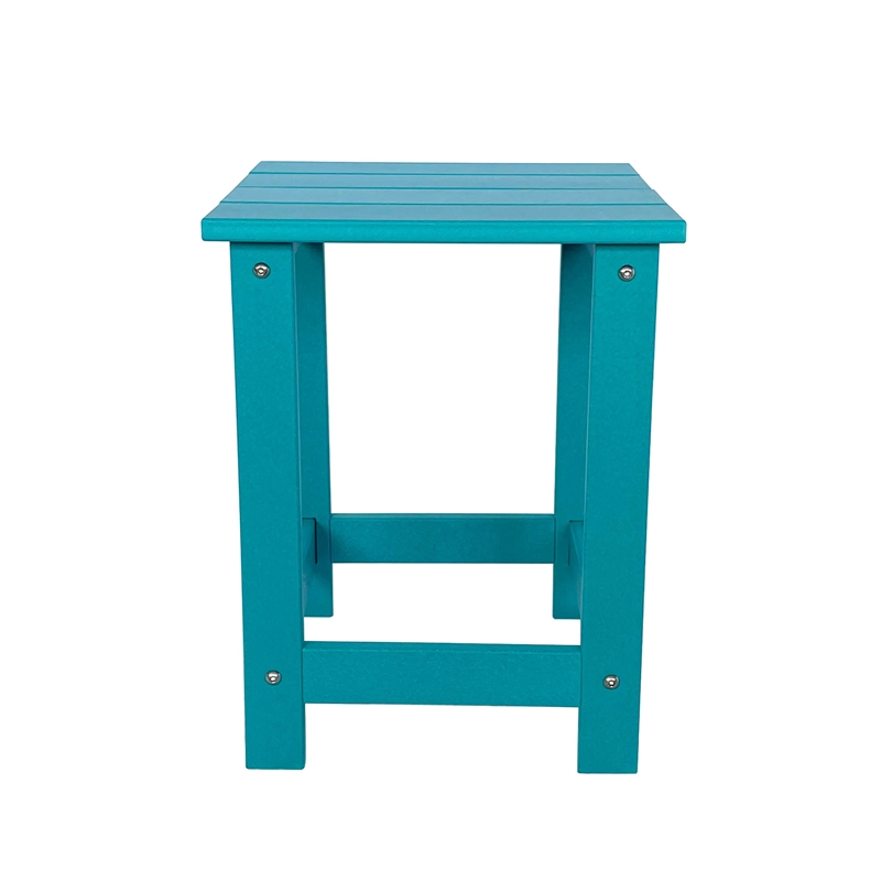 Pemberly Row Adirondack Indoor/Outdoor Square Resin End Table in Blue