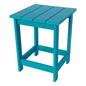 Pemberly Row Adirondack Indoor/Outdoor Square Resin End Table in Blue