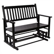 Pemberly Row Traditional Hardwood Outdoor Glider Loveseat in Black Finish